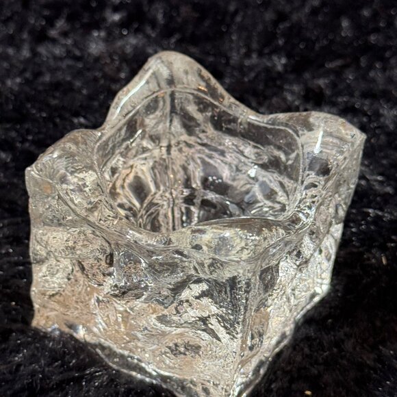 Vintage Ice Glass Votive Candle Holder With Textured Ice Cube Design For Home - Picture 1 of 5